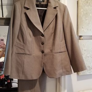 Larry Levine Classics Brown Tan Herringbone Pants Jacket Blazer Suit 18w